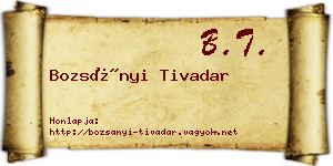 Bozsányi Tivadar névjegykártya